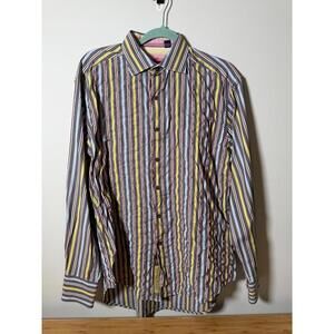 Robert Graham Striped Button-Up Shirt Men’s L – Multicolor Signature Collection